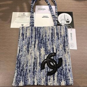 Textured Blue and Black Tote Bag